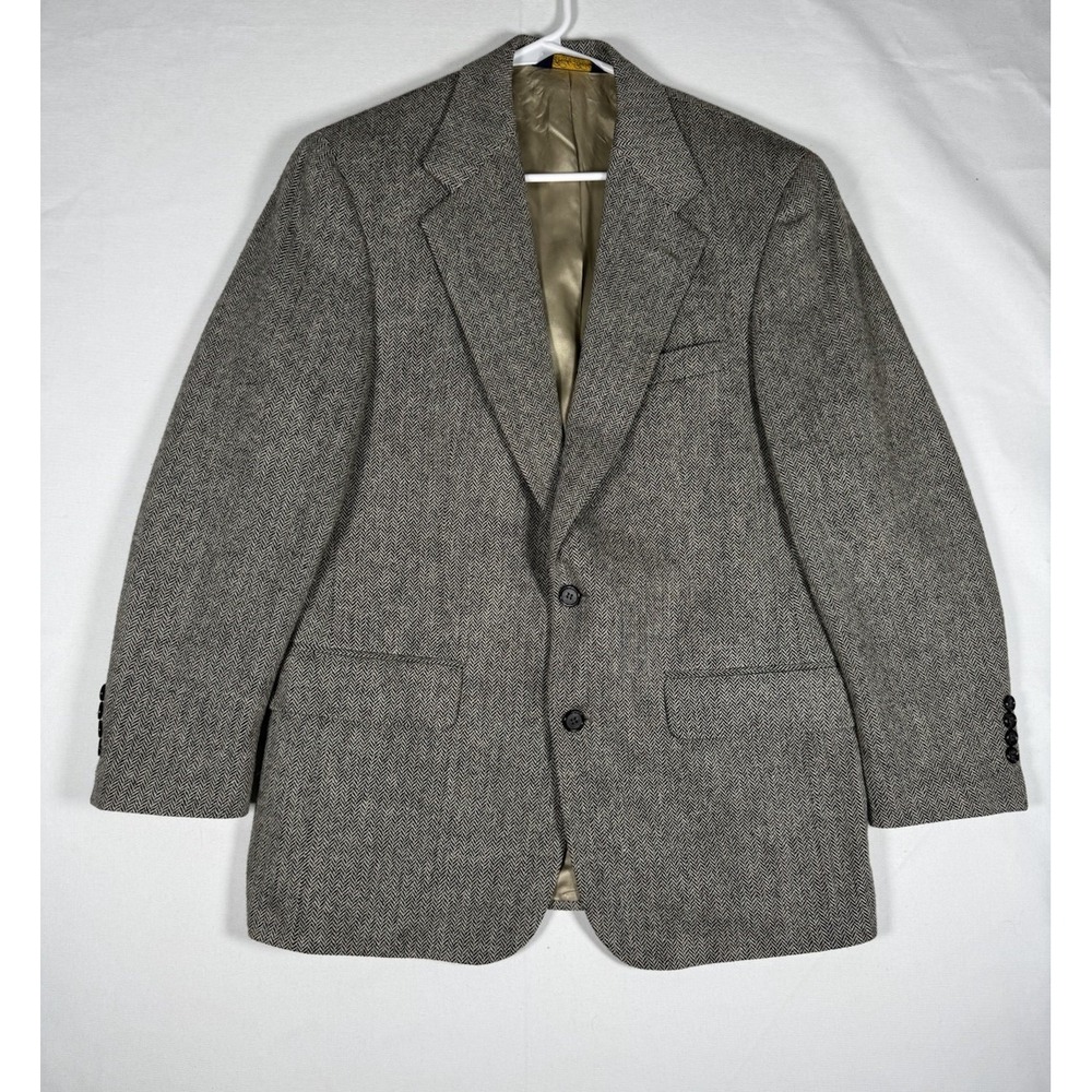 Brooks Brothers Blazer Men's 40 Beige Black Wool Herringbone Sport Jacket Coat